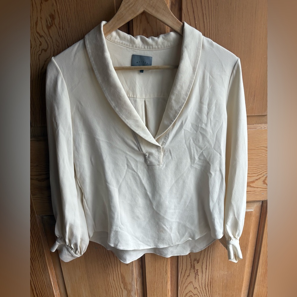 Maiyet 100% Silk Blouse Cream | Ethical Quiet Luxury | Size Small